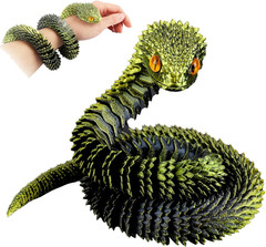 24In 3D Printed Snake,Flexible 3D Printed Animal,Articulated 3D Printed Crystal