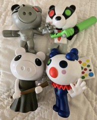 LOT OF 4 Roblox White Piggy Badgy Clowny Panda Figures Loose Free Shipping