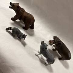 Schleich Animal Figures Lot Of 4 Bear Wolf Hippo Raccoon