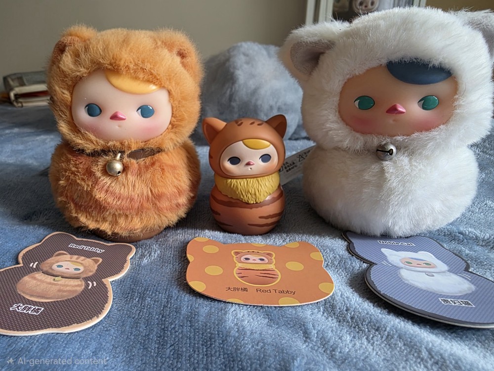 POP MART Pucky Roly-Poly Kitty Plush Bundle Lot 3pc – Red Tabby & Noble Cat