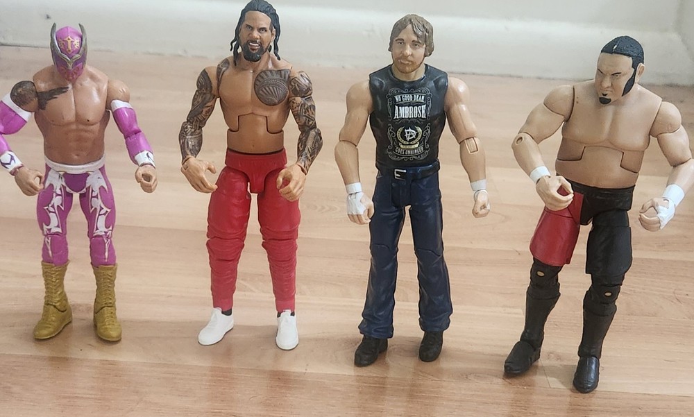 Lot 4 Mattel WWE 7″ Figures Jey Uso, Sin Cera, Samoa Joe, Dean Ambrose 2011,2017