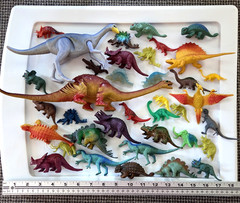 Lot of (37) DINOSAUR TOYS Assorted Sizes / Species PREHISTORIC FIGURINES Hobby