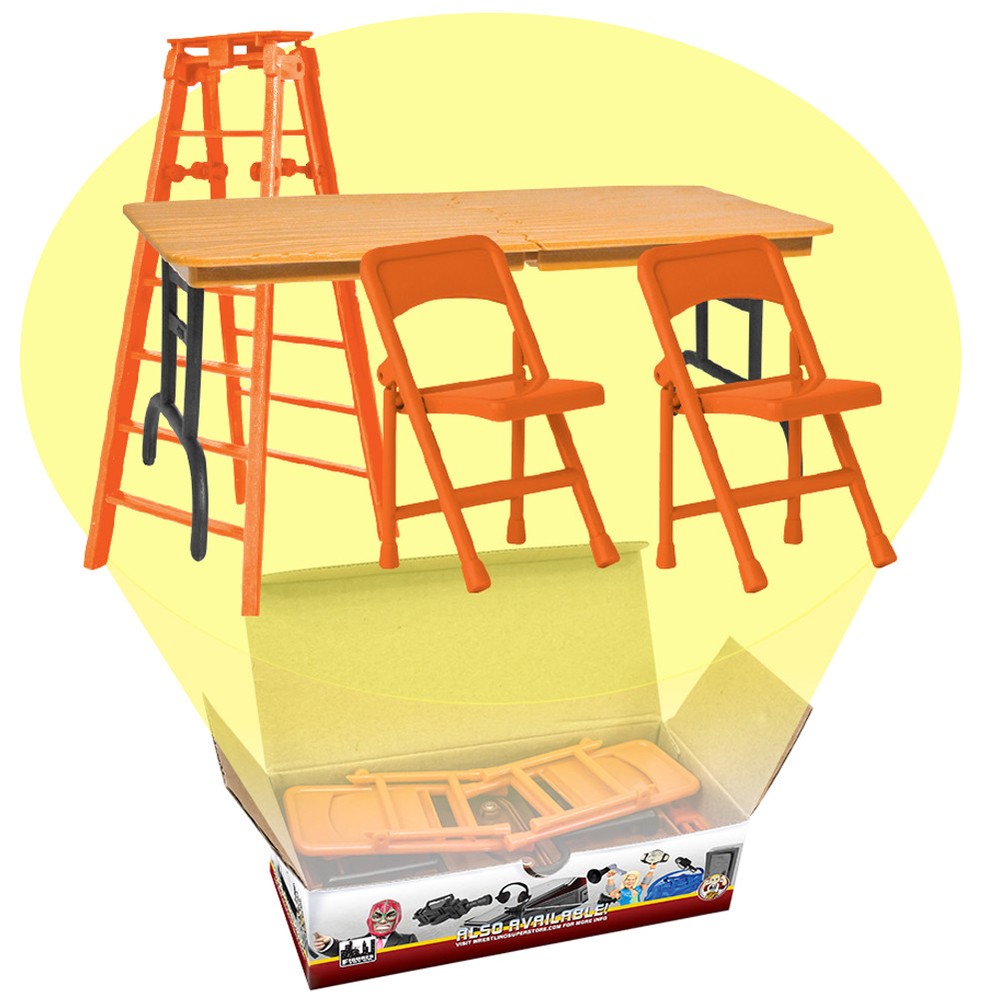 ULTIMATE Ladder, Table & Chairs Orange Playset For WWE & AEW Wrestling Figures