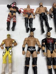 WWE AEW 27+ Action Figures Accessories Lot Undertaker Rock Brett Hart