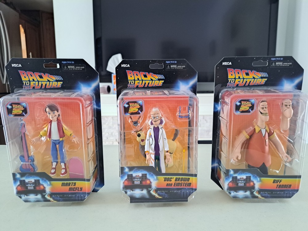 BACK TO THE FUTURE Marty McFly Doc Brown & Biff Tanner NECA Toony Set