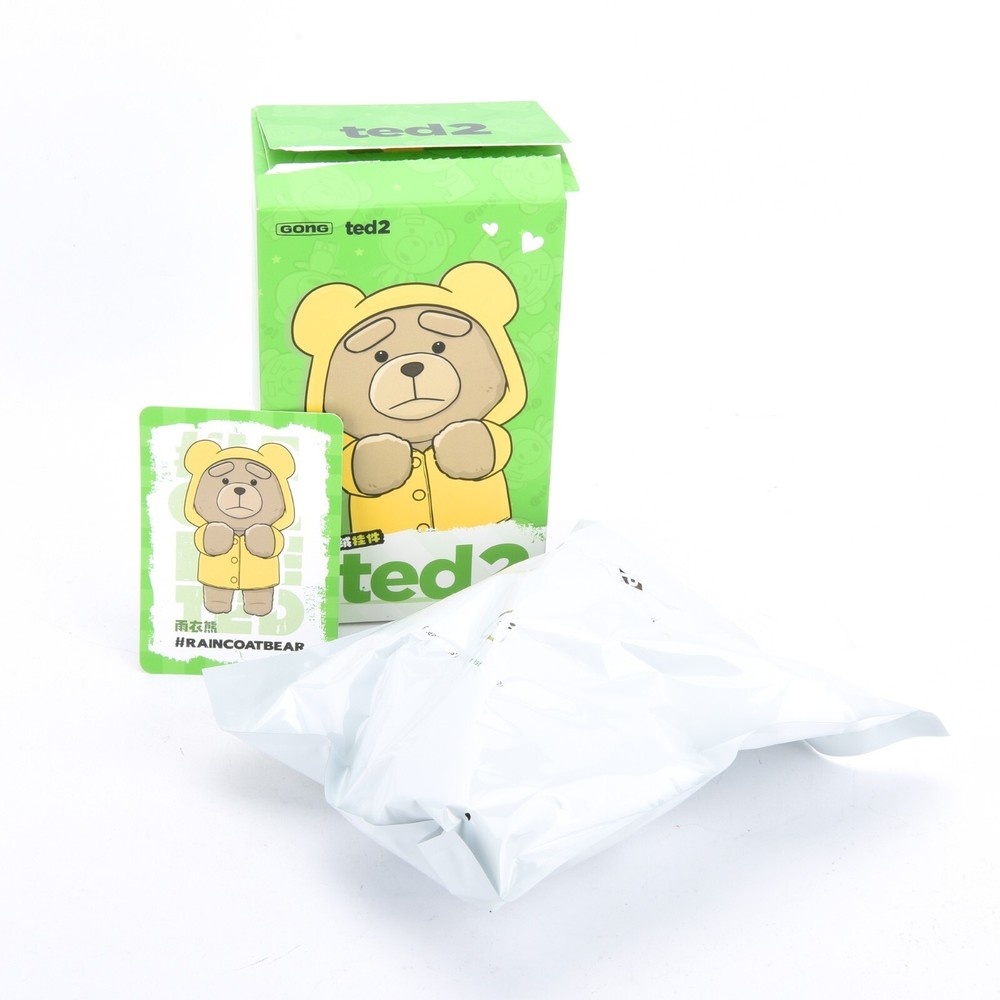 POP MART Gong Ted 2 Series Confirmed Keychain Plush Figure Toys – Raincoat Bear