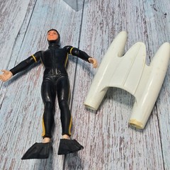 Mattel Vintage 6.5” 1969 Sea Devils Rick Riley Diver Figure Fins Lot