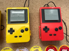 Vintage Pokemon BattPoke Ball Blaster Toys 1 Red 2 Yellow – 30 Discs – Pikachu