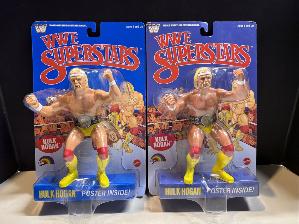 WWE LJN MATTEL SUPERSTARS HULK HOGAN TAN SKIN & Regular Figure Pair Two w/ Belt