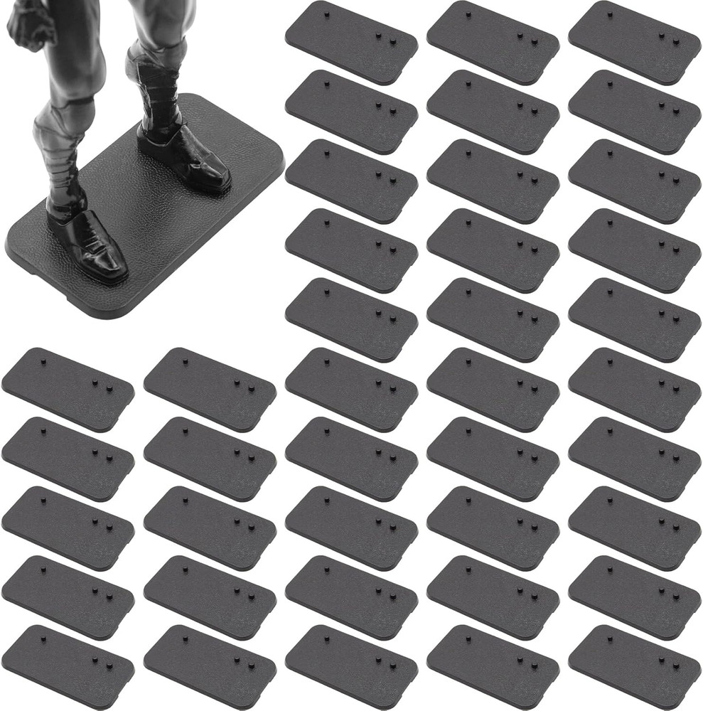 EBCO 50 Pieces Plastic Action Figure Display Stand Base ,Multi-Peg Model Support