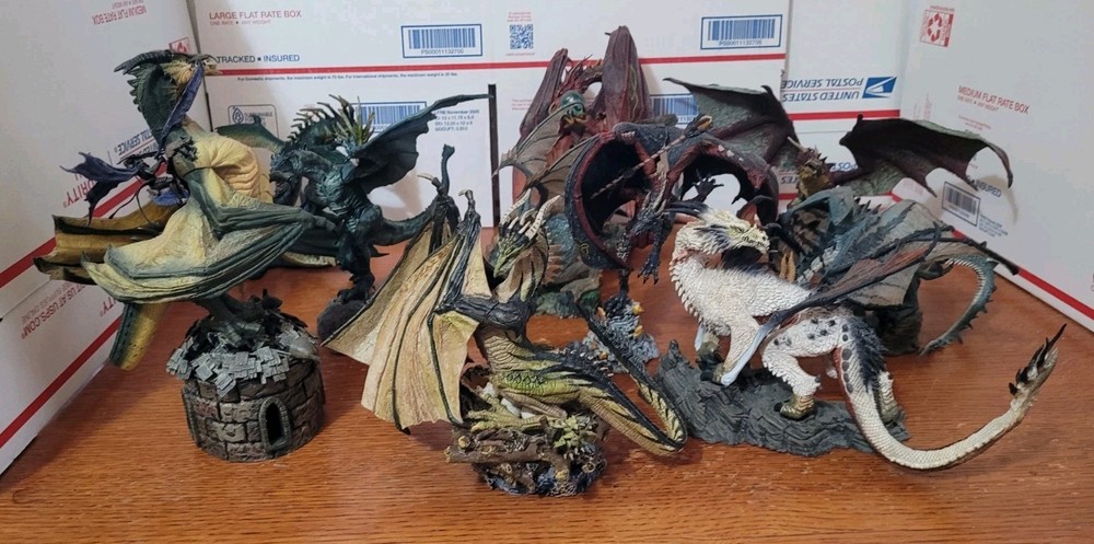 McFarlane’s Dragons Figures Lot Of 10 Series 1-3 w/Baby VINTAGE D&D Fantasy Set