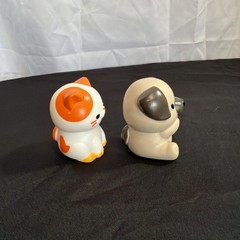 Lot of 2 Soft Plastic Pet Figures – Orange and White Cat / Brown Dog