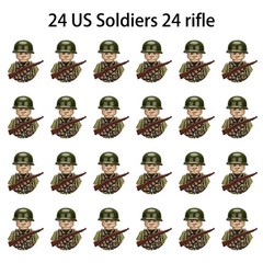 WWII Military Figure Playset Soldiers Weapons Sandbags Toy Set