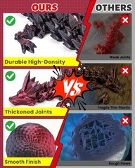 12″ 3D Printed Dragon Egg, Cool 3D Printer Articulated Crystal Dragon Toys fo…