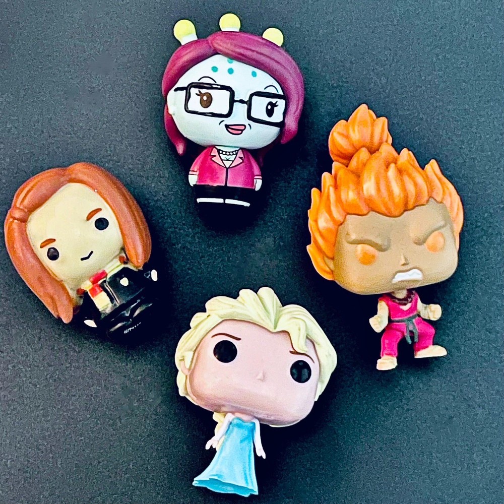 Mini Figure Lot x4: Harry Potter GINNY, Funko Pop UNITY, AKUMA & ELSA Miniatures