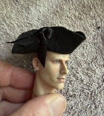 OOAK 1/6 Scale …1700’s Basic Black Military Tricorn Hat.