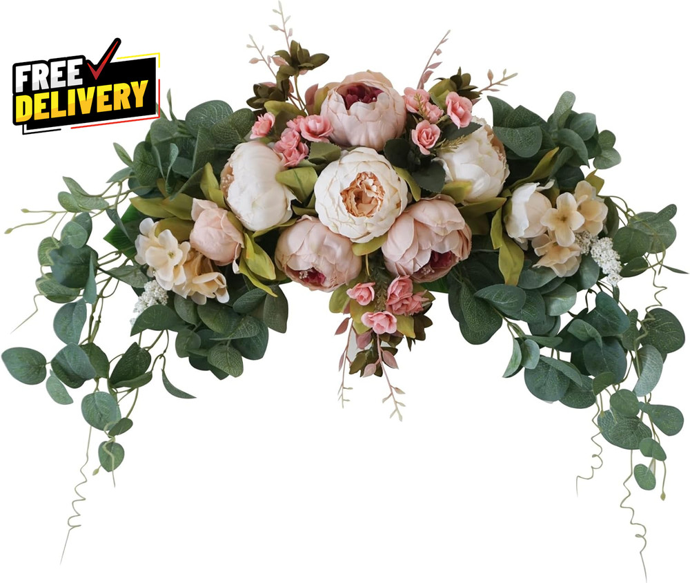 Artificial Wedding Arch Floral Swag 30 Inch Roses Peony Sunflower Greenery