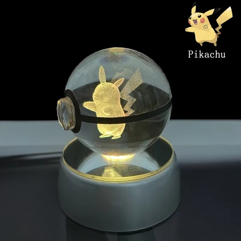 3D Pokémon Crystal Ball Night Light LED Lamp 50mm / 2″ Glass Statue