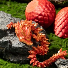 Easter Gift 3D Printed Dragon w/Egg Crystal Dragon Fidget Toys Full Articulated