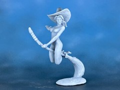 Action Figure witch on a broom 60mm Resin Figure. Tabletop Miniature