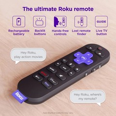 Roku Voice Remote Pro Wireless Remote Control with Rechargeable Battery