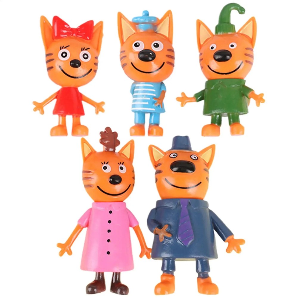 Kid-e-Cats Action Figures 5pcs Set 6-8cm Cartoon Anime Cat Cake Toppers Kids Toy