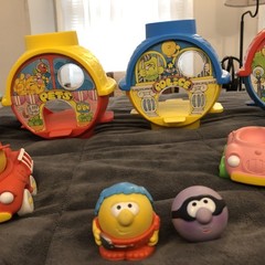 Vintage 1985 Parker Brothers Nerfuls Characters Round Town & Vehicles Toy Lot