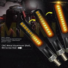 Waterproof Motorcycle Blinkers Indicator Turn Signal Amber Flowing Sequential Un