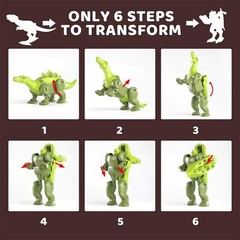 4pc 2 in 1 Dinosaur Robot Transforming Toy Dino Tansformer Robot w Movable Limbs
