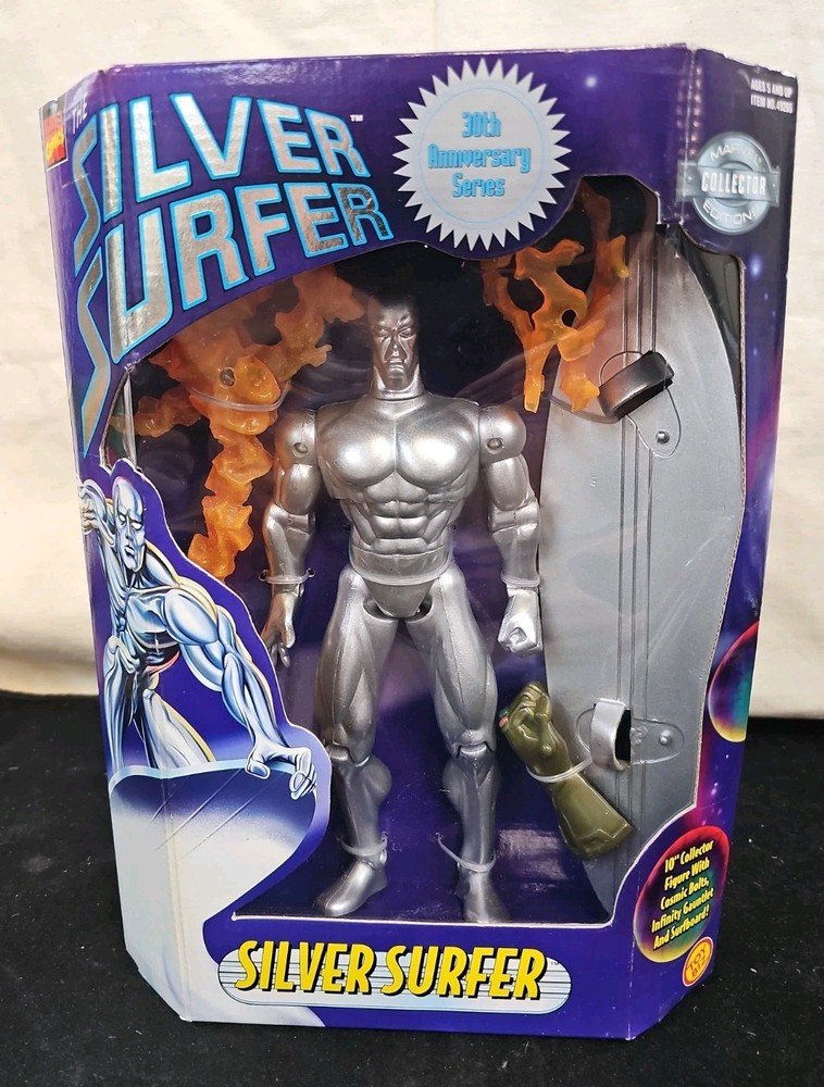 Vtg 1997 Toy Biz the Silver Surfer 30th Anniversary series 10″ Figure New In Box