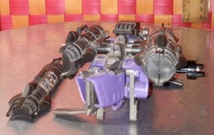 Zoids, silver+black+purple, 5 1/2″L by 2 1/4″h, fully fxns, some assembly requir