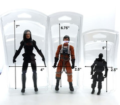 Small Medium Large curved clamshell action figure display cases GI Joe Star Wars