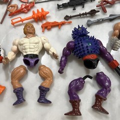 MOTU He Man Huge Lot Gray Skull Castle Weapons 18 Figures Mantisaur Stridor
