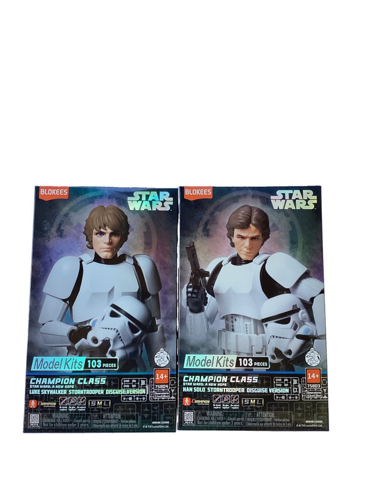 Blokees Star Wars Champion Class Luke Skywalker Han Model Kit Figs Lot Of Two