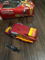 Vintage G1 Rodimus Prime Transformers w/ Box, Trailer & Blaster (1986)