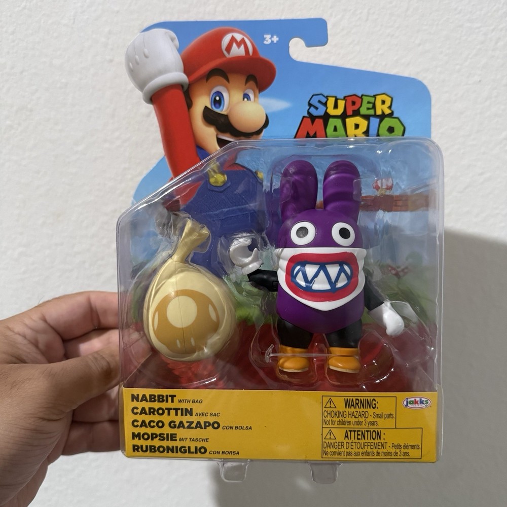 Rare Super Mario World Nabbit with Bag 4″ Inch Action Figure Jakks Pacific