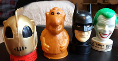 1989-91 Topps Lot of 4 candy contaners Rocketeer Alf Batman Joker Exc Condition