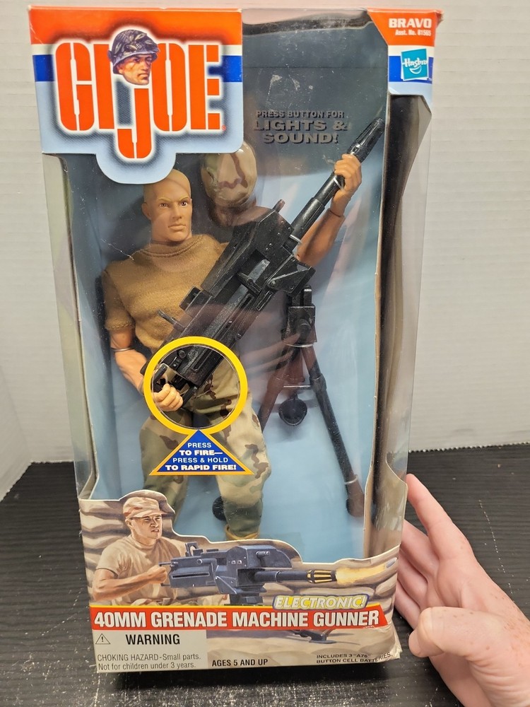 Vintage 2000 GI Joe 40MM Grenade Machine Gunner 12″ Action Figure Hasbro