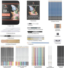 80 PCS Pro Drawing Set Sketching Kit, Art Kit with Drawing Pencils for Sketching