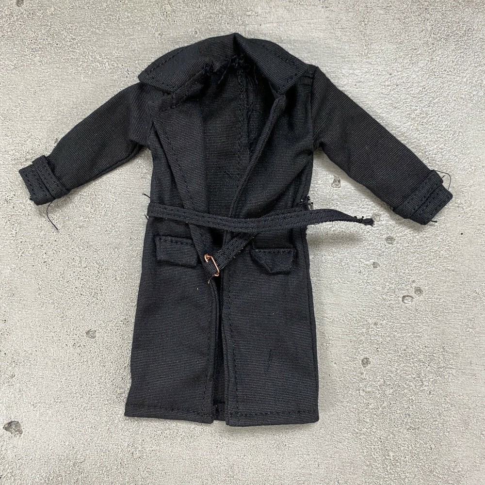 PB-LTC2-BLK: 1/12 Black Fabric Wired Trench Coat for 6″ action figure body