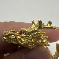 Chinese Gold Tone Articulated Dragon Figurine 3D Zodiac Tabletop Feng Shui Decor