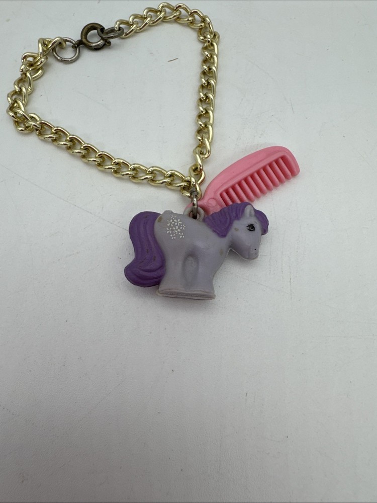 Vtg My Little Pony Mini Charm Purple W/ Comb For Bracelet Necklace Rare Hasbro