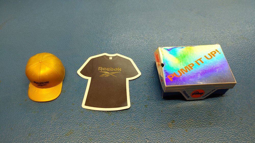 GOLD SET REEBOK Pump It Up! Sneakers Hat Shirt Stickers Zuru Sneakers Mini Bands