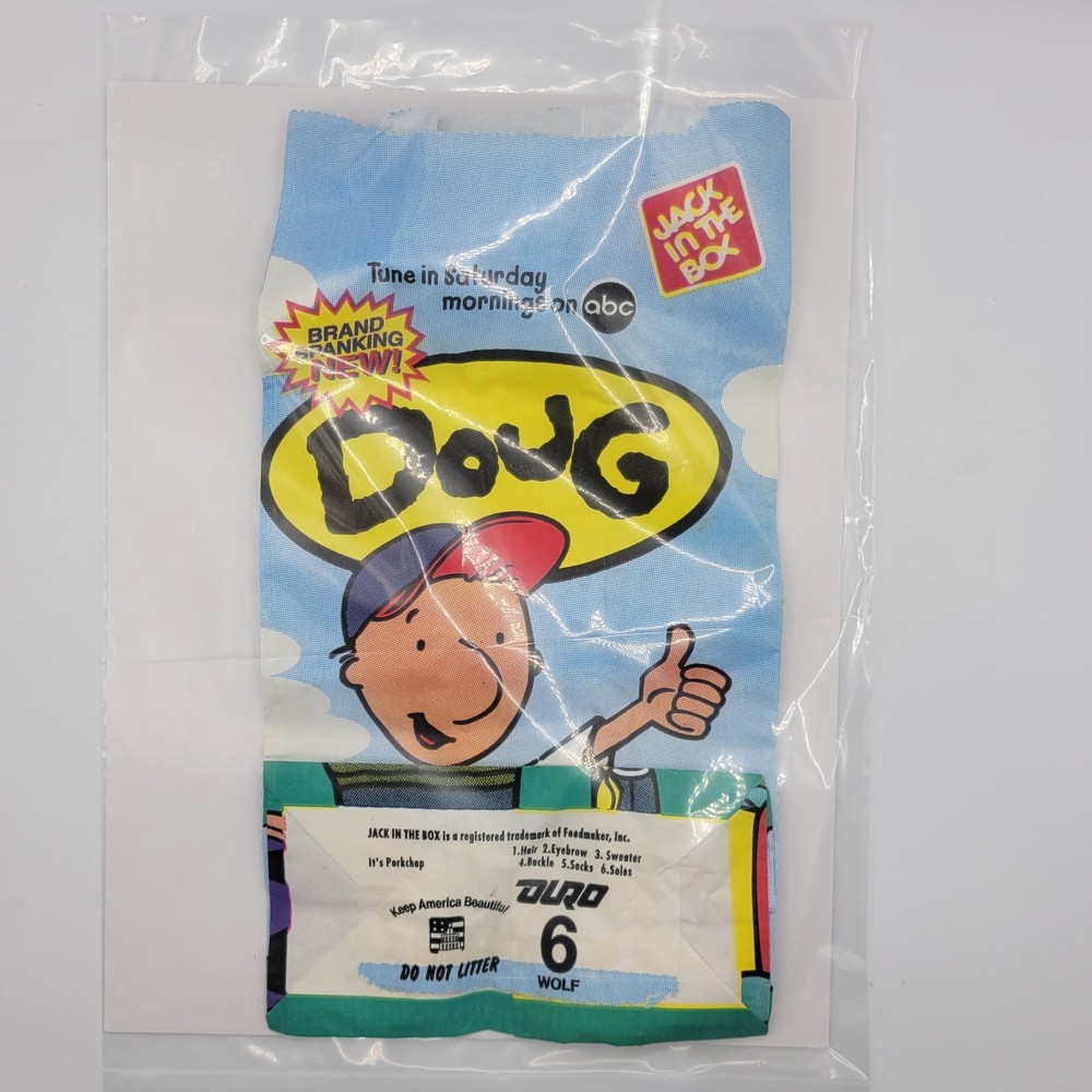 Rare Unused Doug Paper Bag 1996 Nickelodeon Jack In The Box ABC