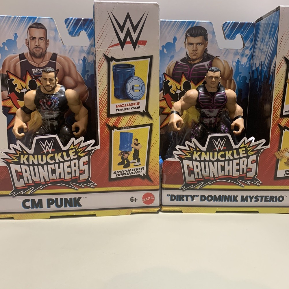 WWE Knuckle Crunchers CM Punk + Dominik Mysterio Lot 2 NIB Mattel Figures