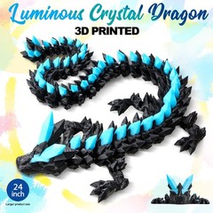 24″ Glow in the Dark 3D Printed Dragon Fidget Toy – Articulated Flexible Design,