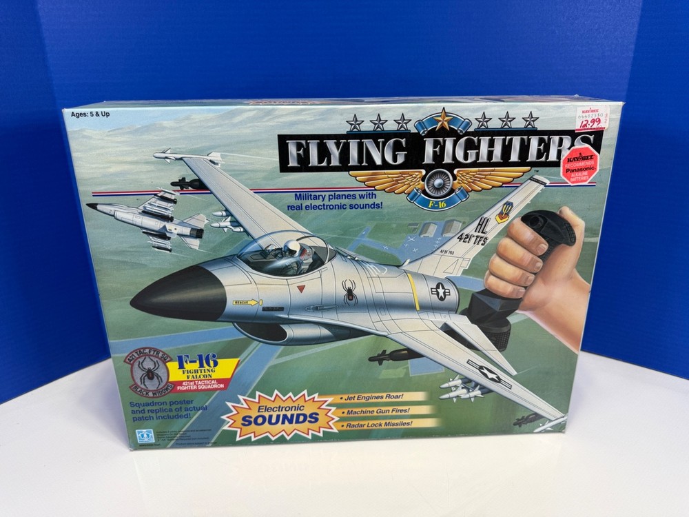 Vintage Hasbro Flying Fighters F-16 Jet Fighting Falcons Black Widow 1989 ~New