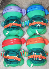 SET OF 4 Teenage Mutant Ninja Turtles TMNT Club Mocchi Junior Plush Dolls