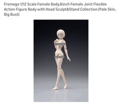 Fremego 1/12 Scale Female Action Figure Body w/ Stand Pale Skin
