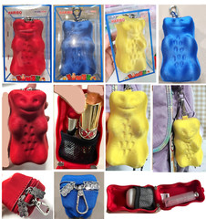 HARIBO BEAR POUCH KEYRING 3D Card Key Case 5 Colors 14.5cm Polyester Cover